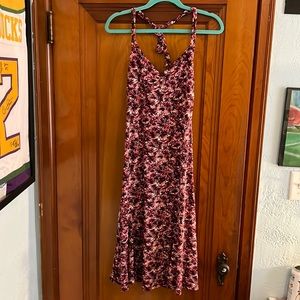 BCBGMaxAzria Flower Halter Top Tie Midi Dress
